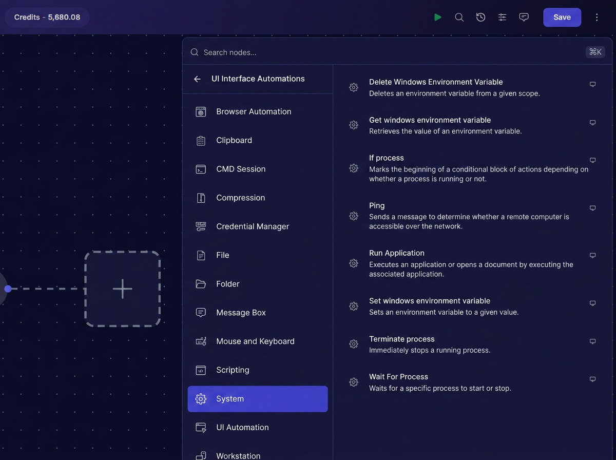Avintra System node library — run commands, manage processes, environment variables