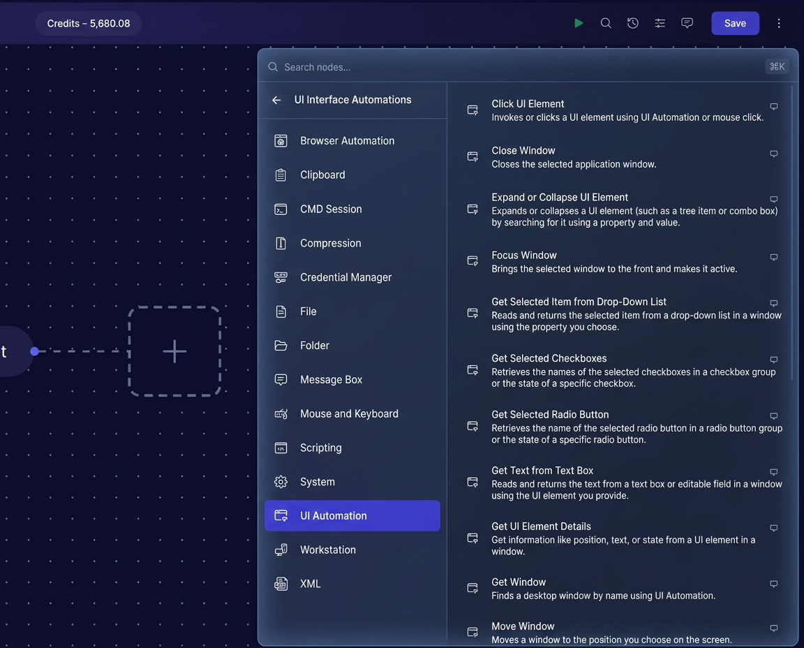 Avintra UI / Screen Automation — UI Interface Automations node library